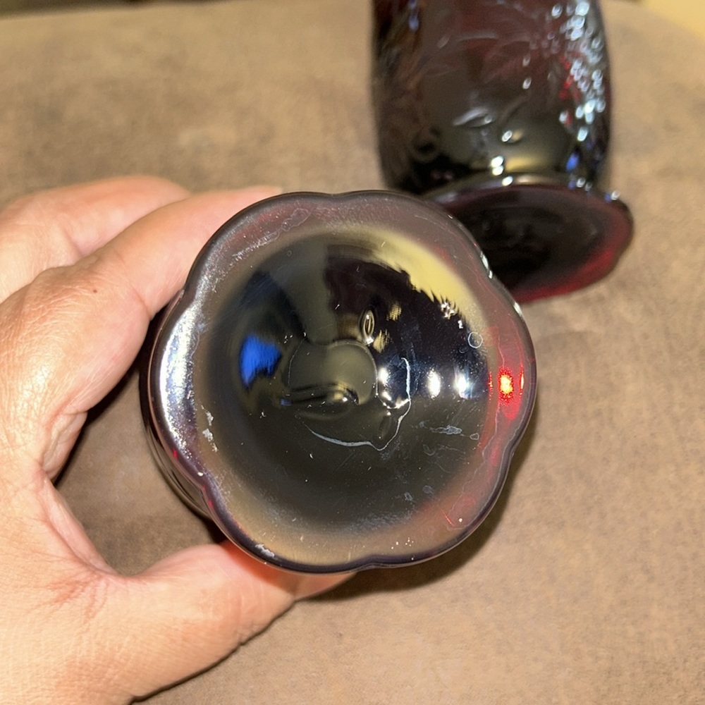 Princess House Ruby Red Heritage Juice pedestal glasses - Picture 3 of 6